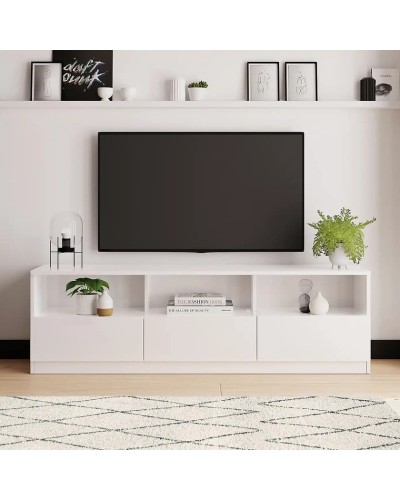 TV üçün tumba Ev Plus Dunelm, LDSP, ağ, 180x35x40 sm
