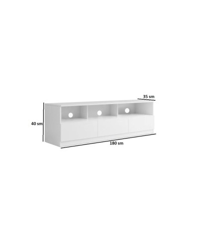 TV üçün tumba Ev Plus Dunelm, LDSP, ağ, 180x35x40 sm