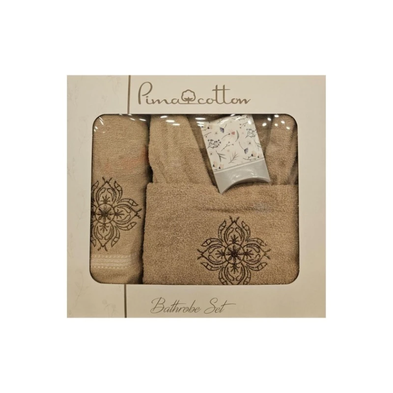 Банный набор MiraNova FS-201 (халат + банное полотенце 70×140 см + полотенце для рук 50×90 см) коричневый Банный набор MiraNova FS-201 (халат + банное полотенце 70×140 см + полотенце для рук 50×90 см) коричневый