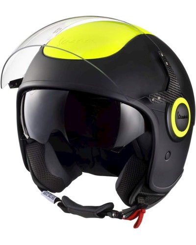 Motosikl dəbilqəsi Vespa VJ Fluo, ABS-plastik, qara/sarı, ölçü S