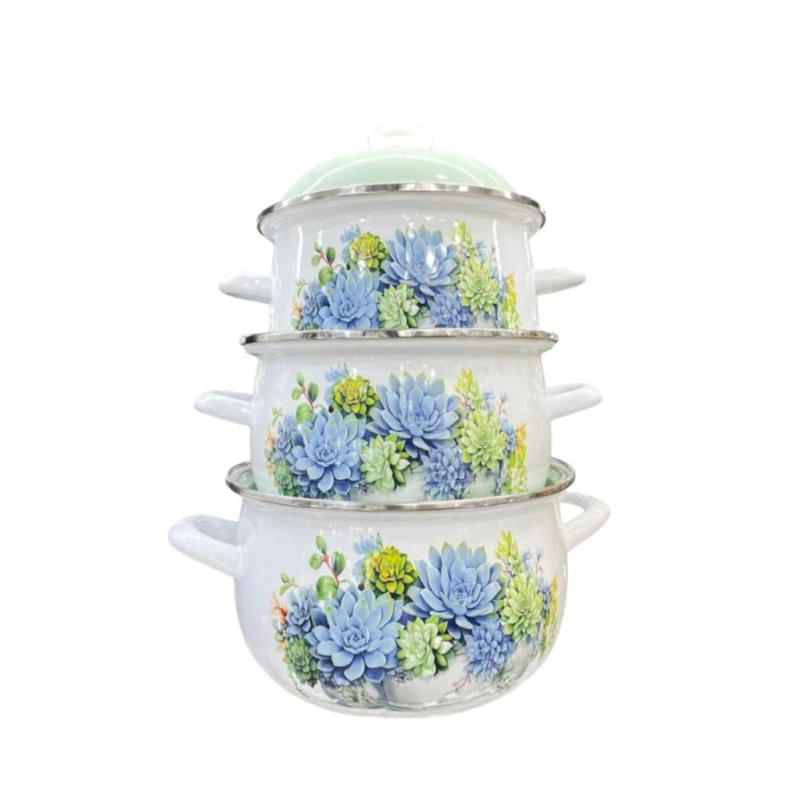 Набор кастрюль ZTW-QDEO8, эмаль, белый, 18/20/22 см, 3 шт