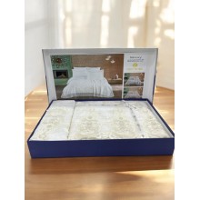 Örtük və yastıq üzü dəsti First Home Collection Orkide/Elisa, örtük 240x260 sm, yastıq üzü 50x70 sm 2 ədəd, ikinəfərlik, şönil, güpür işləməli, müxtəlif rənglər - TP-TK-188