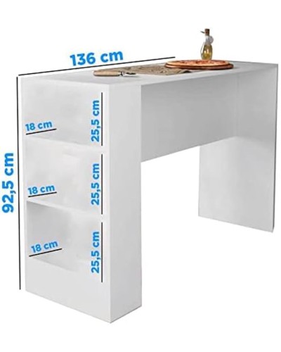 Masa Ev Plus Balcao, LDSP, ağ, 136x92x60 sm