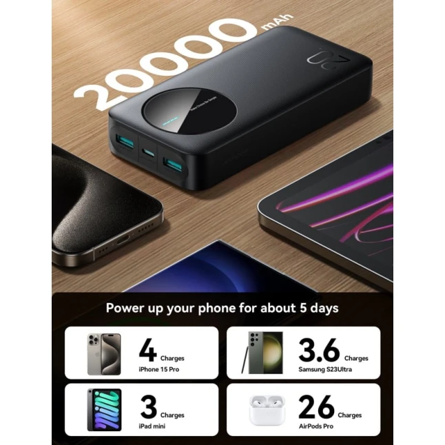 Внешний аккумулятор Joyroom JR-PBF14 20000 мАч Black Внешний аккумулятор Joyroom JR-PBF14 20000 мАч Black