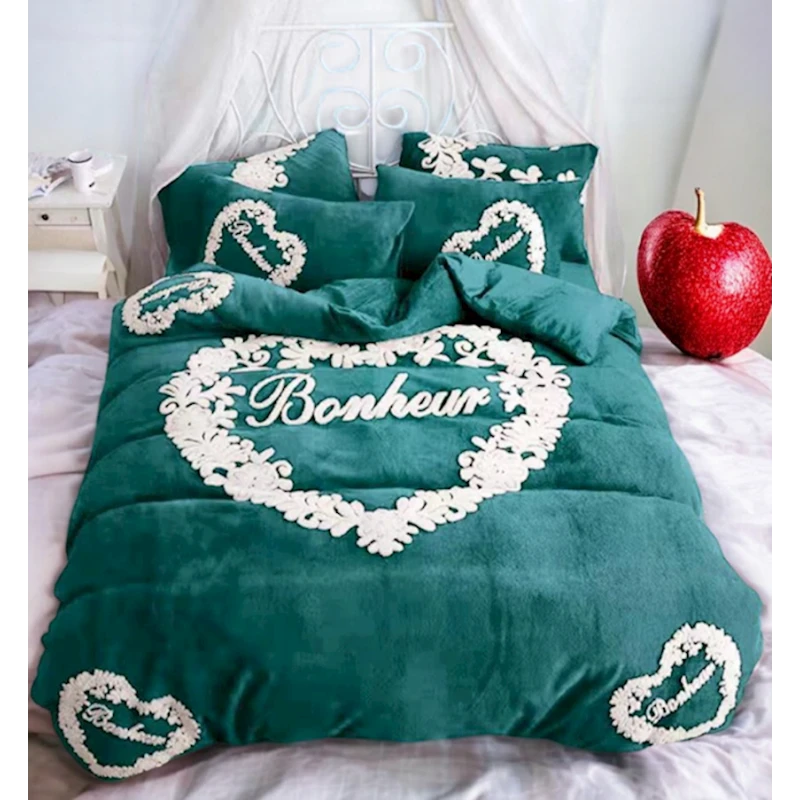 Комплект постельного белья Narlı 000297, пододеяльник 200х230 см, простыня 250x250 см, наволочка 50x70 см (2 шт), двуспальный, зеленый