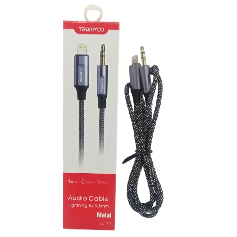 Кабель Tranyoo AUX to Lightning E15 Grey