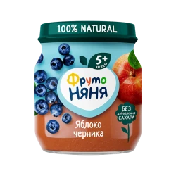 Фруктово-ягодное пюре ФрутоНяня Яблоко и Черника, 100 г