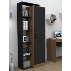 Шкаф ev_12116175, ламинат, черный/коричневый, 70x30x181 см Шкаф ev_12116175, ламинат, черный/коричневый, 70x30x181 см