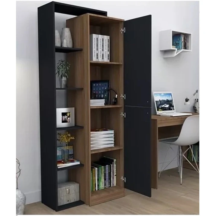 Шкаф ev_12116175, ламинат, черный/коричневый, 70x30x181 см