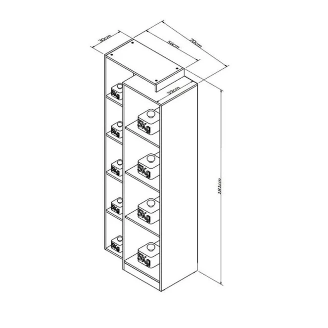Шкаф ev_12116175, ламинат, черный/коричневый, 70x30x181 см