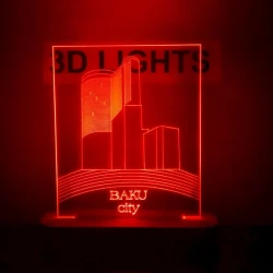 3D-gecə lampası Şəhər mənzərəsi tsq01, 20x14 sm, qırmızı 3D-gecə lampası Şəhər mənzərəsi tsq01, 20x14 sm, qırmızı