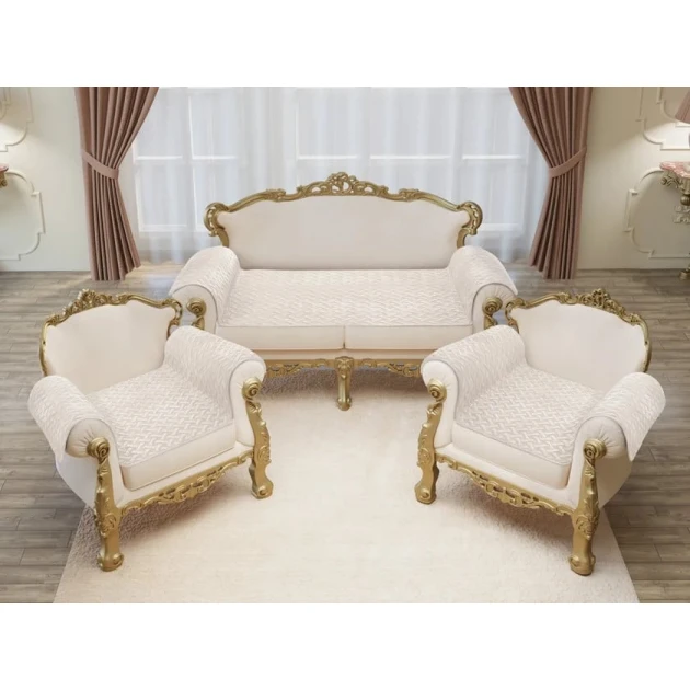 Комплект чехлов для дивана и кресла, бежевый Комплект чехлов для дивана и кресла, бежевый