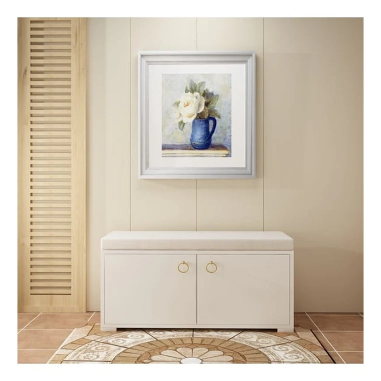 Тумба для обуви Art Mebel, ЛДСП/текстиль, белая, 35х60х100 см