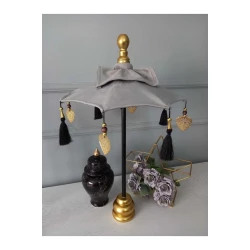 Декоративный зонт Bali BÇ-006, бархат, серый, 60 см