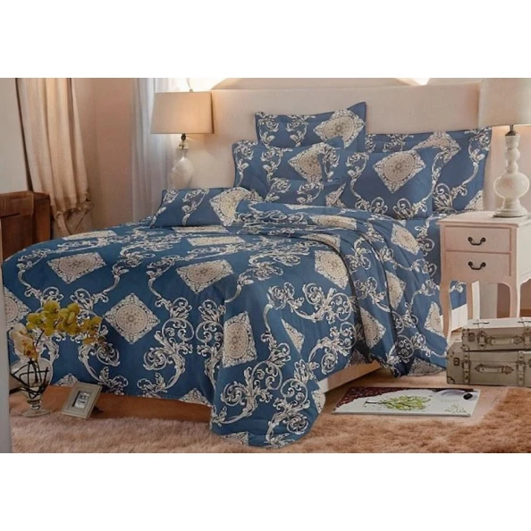 Комплект постельного белья Luxe Cotton Lu-xe-000543, двуспальный, сатин, пододеяльник 230x240 см, простыня 200x220 см, наволочки 2 шт х 50x70 см, синий/коричневый Комплект постельного белья Luxe Cotton Lu-xe-000543, двуспальный, сатин, пододеяльник 230x240 см, простыня 200x220 см, наволочки 2 шт х 50x70 см, синий/коричневый