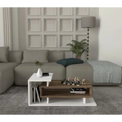 Журнальный стол ev_12116174, ламинат, белый, 90x50x35 см