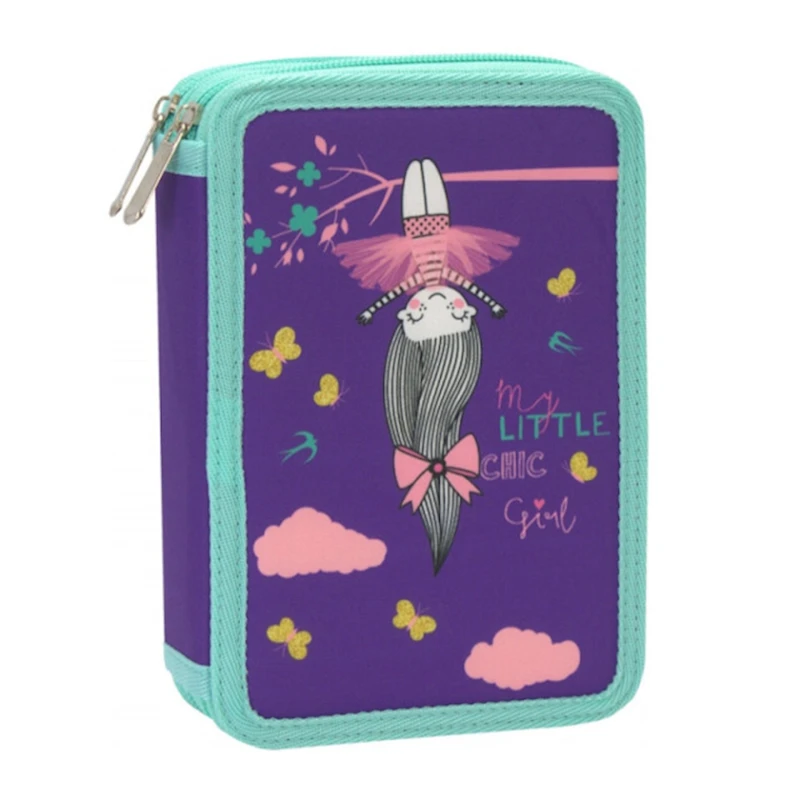 Школьный пенал deVente Chic Girl, 20.5x14x5.2 см, бирюзовый/фиолетовый Школьный пенал deVente Chic Girl, 20.5x14x5.2 см, бирюзовый/фиолетовый