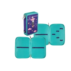 Школьный пенал deVente Chic Girl, 20.5x14x5.2 см, бирюзовый/фиолетовый