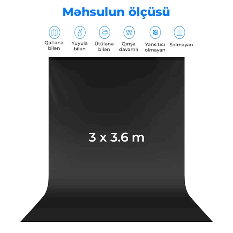 Черный фон Neewer NW-BL3X36, 3x3.6 м Черный фон Neewer NW-BL3X36, 3x3.6 м