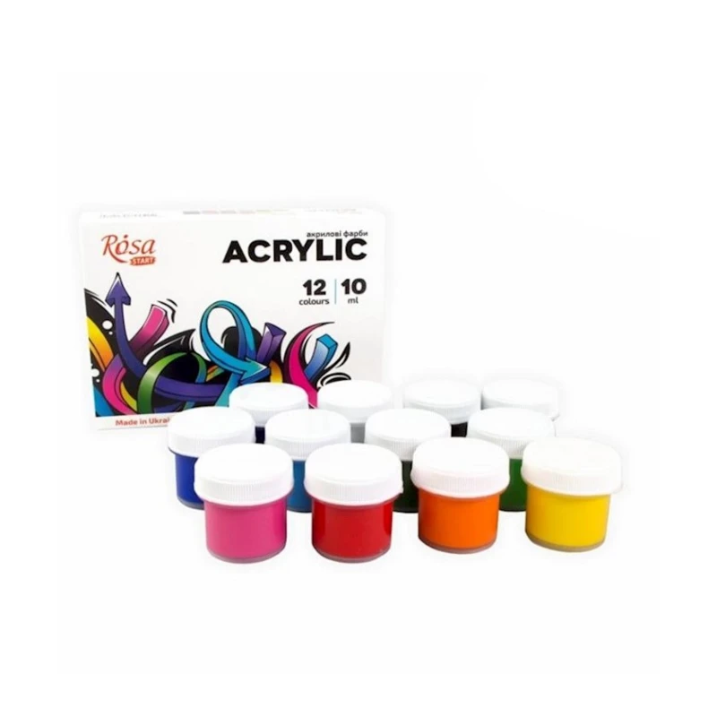 Набор акриловых красок Rosa Start Graffiti, 12x10 мл, разноцветный Набор акриловых красок Rosa Start Graffiti, 12x10 мл, разноцветный