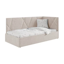 Односпальная кровать Art_tek_yataq 47, ламинат/текстиль, бежевая, 200x85x100 см