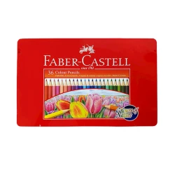Набор цветных карандашей Faber-Castell Colour of Nature Flat Red Line Pencil Tin 113468, 36 цветов