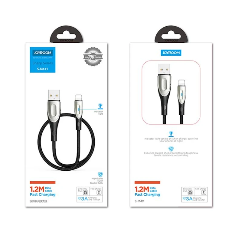 Кабель Joyroom S-M411 USB to Lightning 3A, 2 м, черный