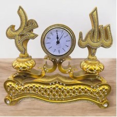Masaüstü saat 5102201, Allah (c) Peyğəmbər (s.ə.s) adı yazı ilə, qızılı