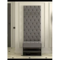 Тумба для обуви Art Mebel 38, ламинат/ткань, серая, 210х50х30 см