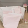 Uşaq yataq dəsti Funna baby Princess, 8 hissə, yorğan üzü 100x150 sm, iç yorğan, baş üçün qoruma 45x70 sm, yan qoruma 45x130 см - 2 əd, mələfə, yastıq üzü 35x45 sm, dekorativ yastıq, pambıq, ağ, çəhrayı
