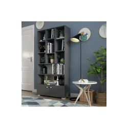 Стеллаж Ev Plus 12115602, ЛДСП, серый, 187x94x30 см Стеллаж Ev Plus 12115602, ЛДСП, серый, 187x94x30 см