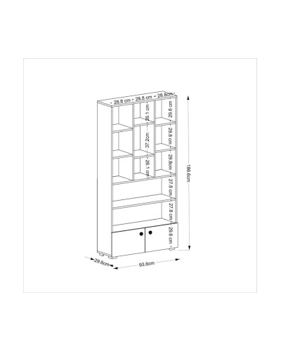 Stellaj Ev Plus 12115602, LDSP, boz, 187x94x30 sm