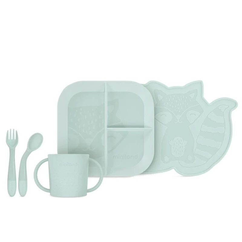 Комплект посуды для детей Miniland BLW 89537, 5 предметов, зеленый Комплект посуды для детей Miniland BLW 89537, 5 предметов, зеленый