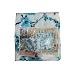 Комплект постельного белья YT-LL-008, односпальный, хлопок, белый/голубой Комплект постельного белья YT-LL-008, односпальный, хлопок, белый/голубой