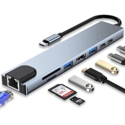 USB хаб HDMI 8 in 1 Silver USB хаб HDMI 8 in 1 Silver