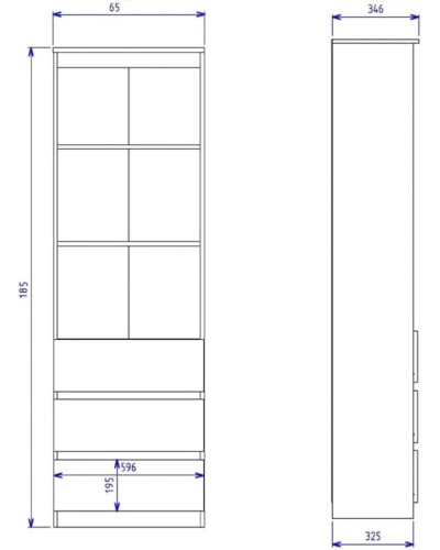 Kitab dolabı Ev Plus 12116004, LDSP, 65x32.5x185 sm