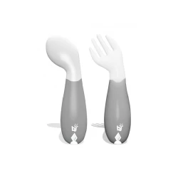Набор ложка и вилка Babyjem пластик, серый, 2 шт Набор ложка и вилка Babyjem пластик, серый, 2 шт
