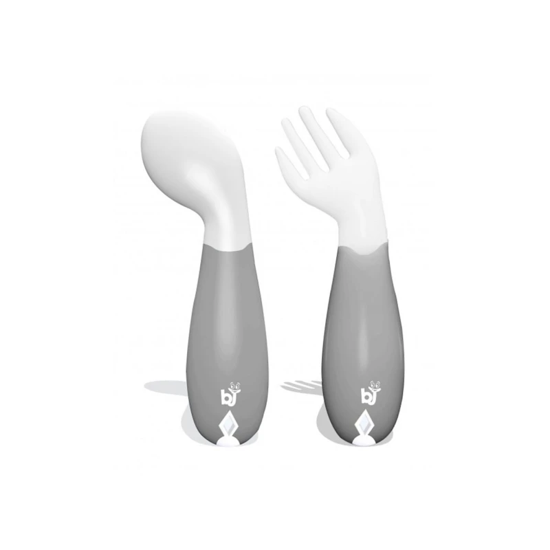 Набор ложка и вилка Babyjem пластик, серый, 2 шт