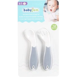 Набор ложка и вилка Babyjem пластик, серый, 2 шт Набор ложка и вилка Babyjem пластик, серый, 2 шт