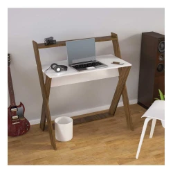 Kompüter masası Art_Komp_Masası 16, ağ/qəhvəyi, 75x140x60 sm