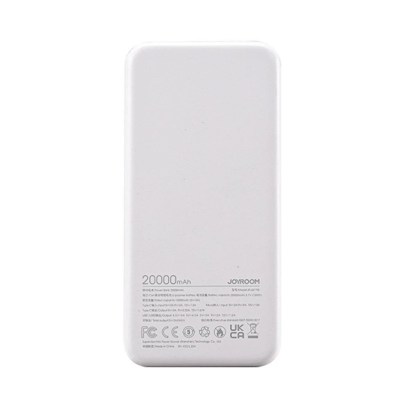 Внешний аккумулятор Joyroom QP195 20000mAh White Внешний аккумулятор Joyroom QP195 20000mAh White