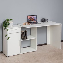 Kompüter masası, LDSP, 73.5х50х113 sm, siyirmələrlə/rəflərlə, ağ
