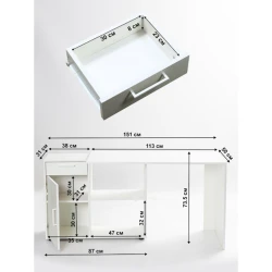 Компьютерный стол, ЛДСП, 73.5х50х113 см, с ящиками/с полками, белый Компьютерный стол, ЛДСП, 73.5х50х113 см, с ящиками/с полками, белый