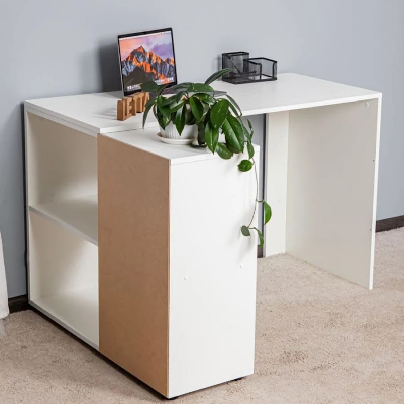 Компьютерный стол, ЛДСП, 73.5х50х113 см, с ящиками/с полками, белый