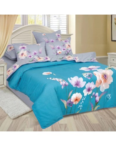 Yataq dəsti Артпостель Орнелла, yorğan üzü 200x220 sm, mələfə 240x240 sm, yastıq üzü 50x70/70x70 sm, avro, velür, mavi