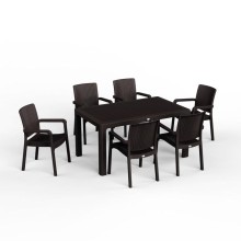 Bağ üçün mebel dəsti Florya Garden, masa ölçüsü 90x150 sm, stul ölçüsü 45x58x56x84 sm, qəhvəyi - Florya Garden 048