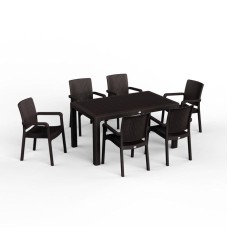 Bağ üçün mebel dəsti Florya Garden, masa ölçüsü 90x150 sm, stul ölçüsü 45x58x56x84 sm, qəhvəyi - Florya Garden 048
