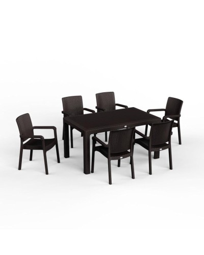 Bağ üçün mebel dəsti Florya Garden, masa ölçüsü 90x150 sm, stul ölçüsü 45x58x56x84 sm, qəhvəyi - Florya Garden 048
