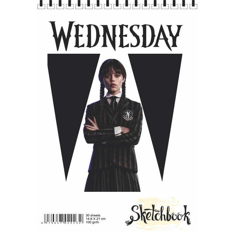 Блокнот Sketchbook W28 Wednesday, A5, 30 листов, 80 г/м², белый