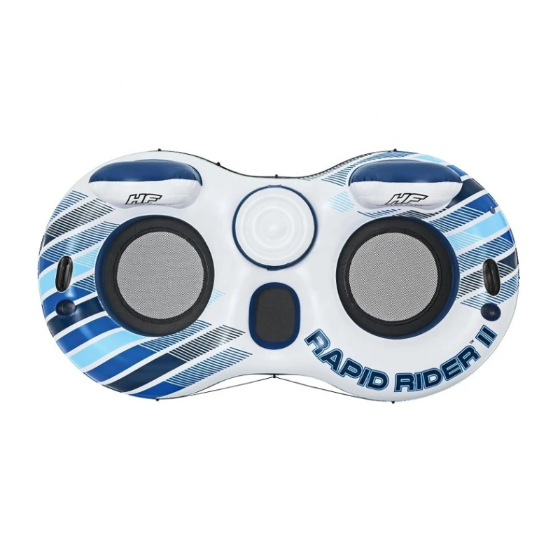 Надувной круг для двоих для плавания Bestway Hydro-Force Rapid Rider II, 251 x 132 см, ручной насос в подарок